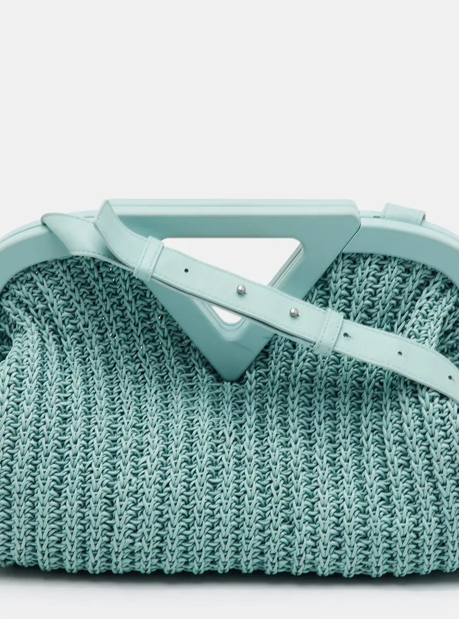 Bottega Veneta The Point Medium Light Green Braided Leather Shoulder Bag