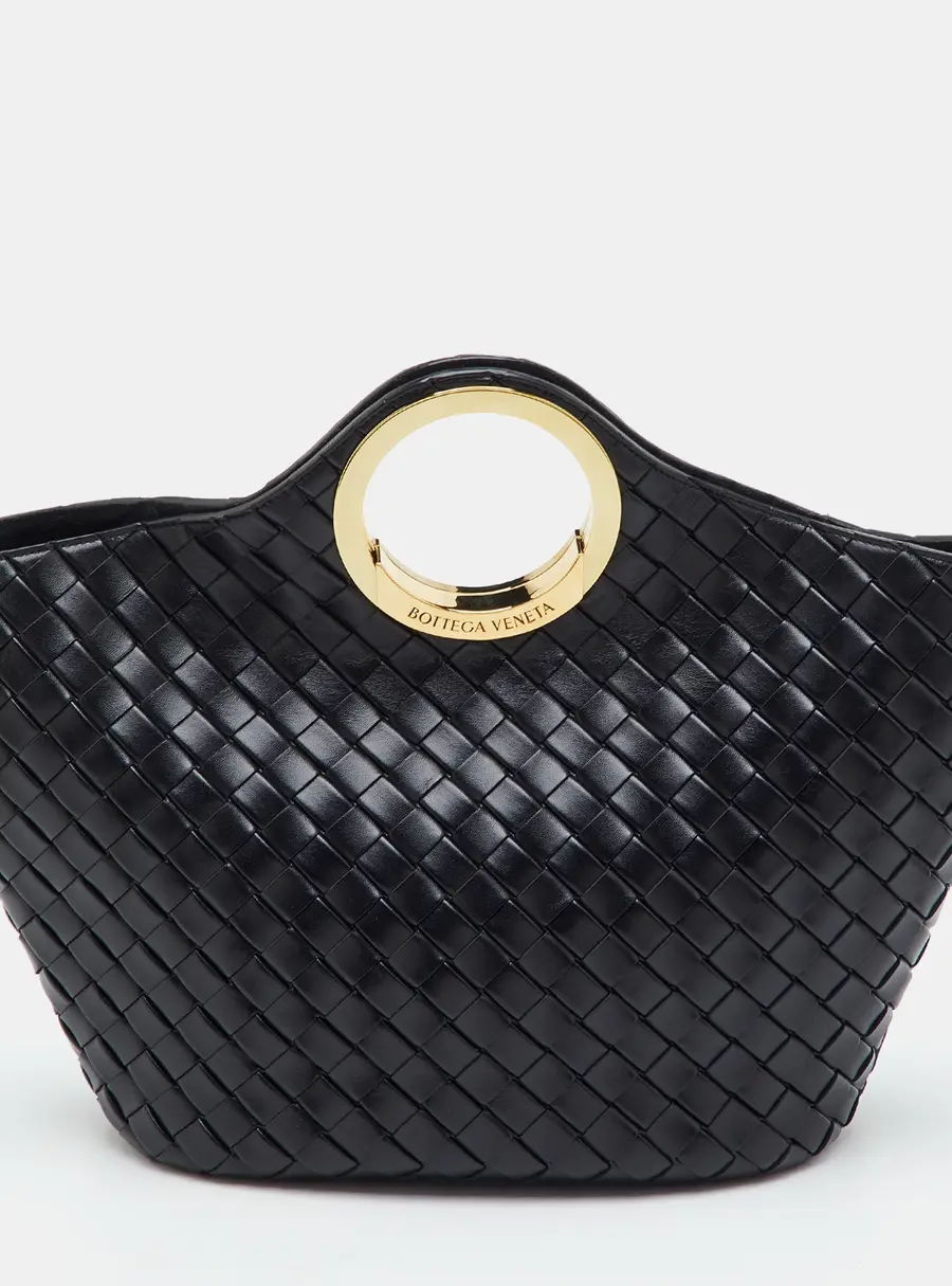 Bottega Veneta Picnic Black Intrecciato Leather Satchel