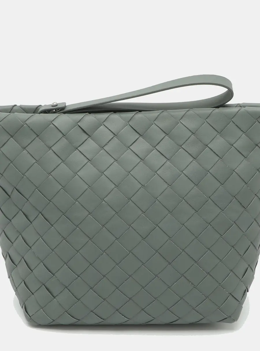 Bottega Veneta Green Intrecciato Leather Wristlet