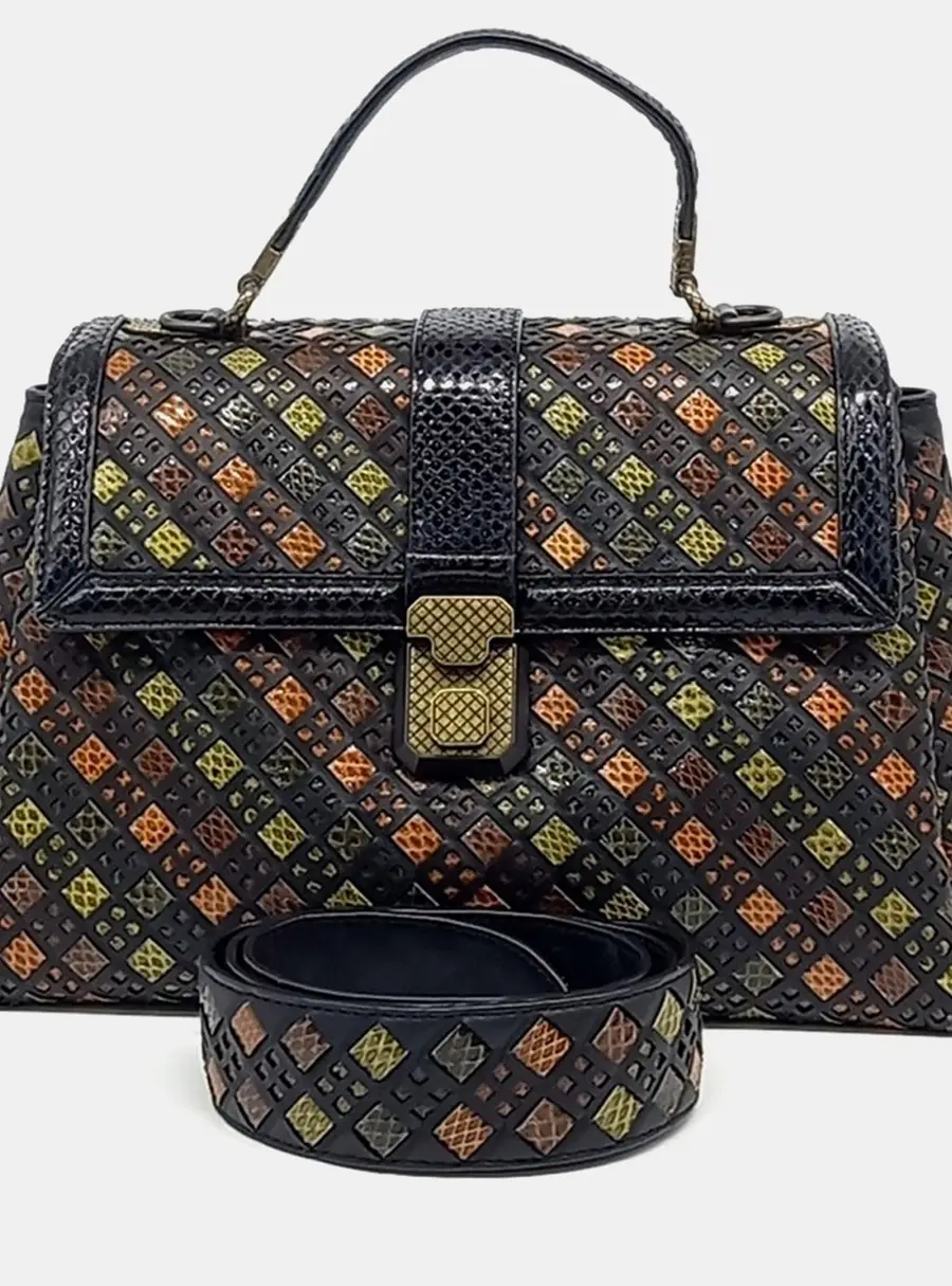 Bottega Veneta Multicolor Piazza Tote and Shoulder Bag