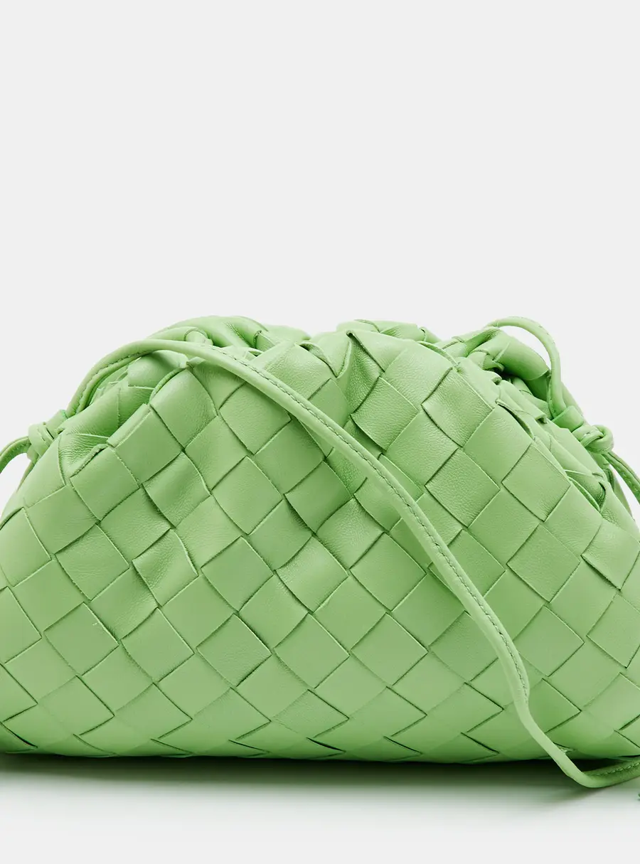 Bottega Veneta The Pouch Light Green Intrecciato Leather Shoulder Bag