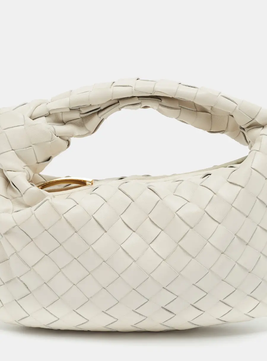 Bottega Veneta Jodie Mini White Intrecciato Leather Hobo
