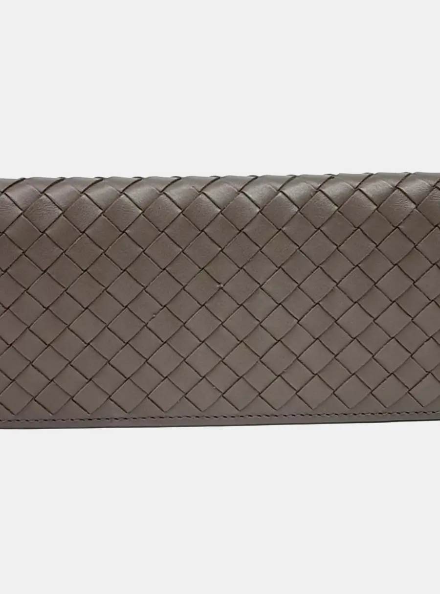 Bottega Veneta Brown Leather Mesh Long Wallet
