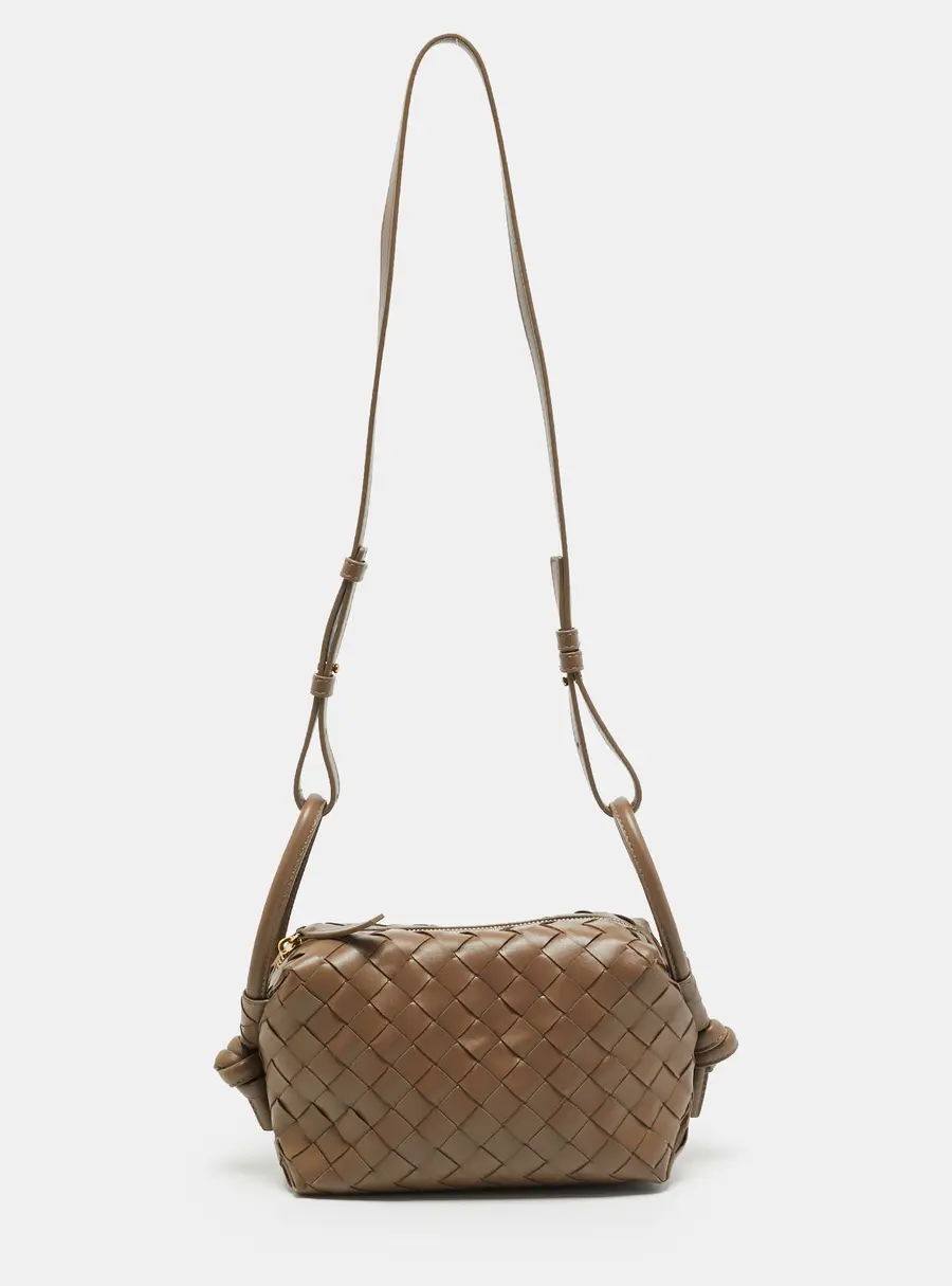 Bottega Veneta Loop Camera Small Beige Intrecciato Leather Bag