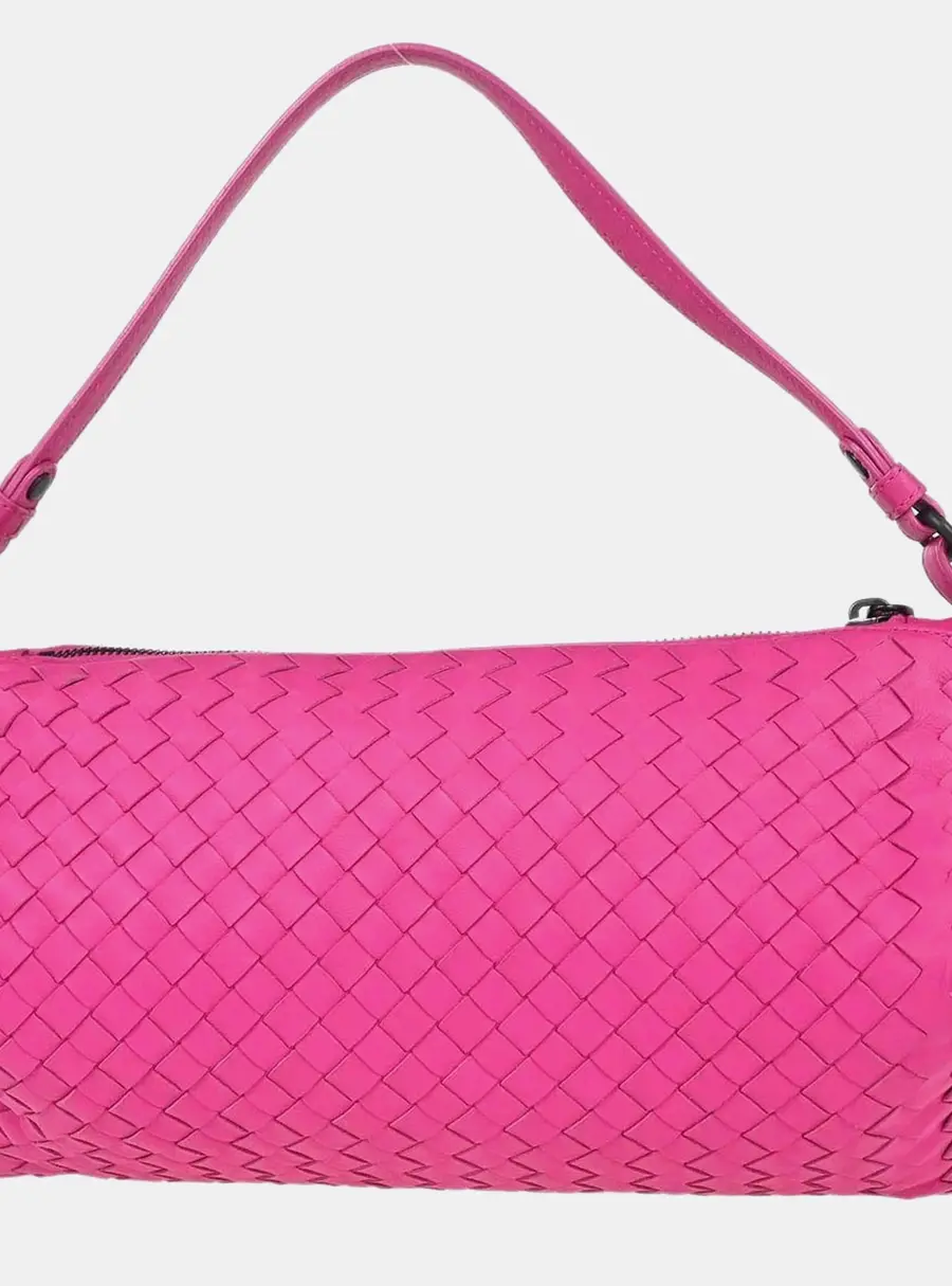 Bottega Veneta Intrecciato Pink Lambskin Leather Shoulder Bag