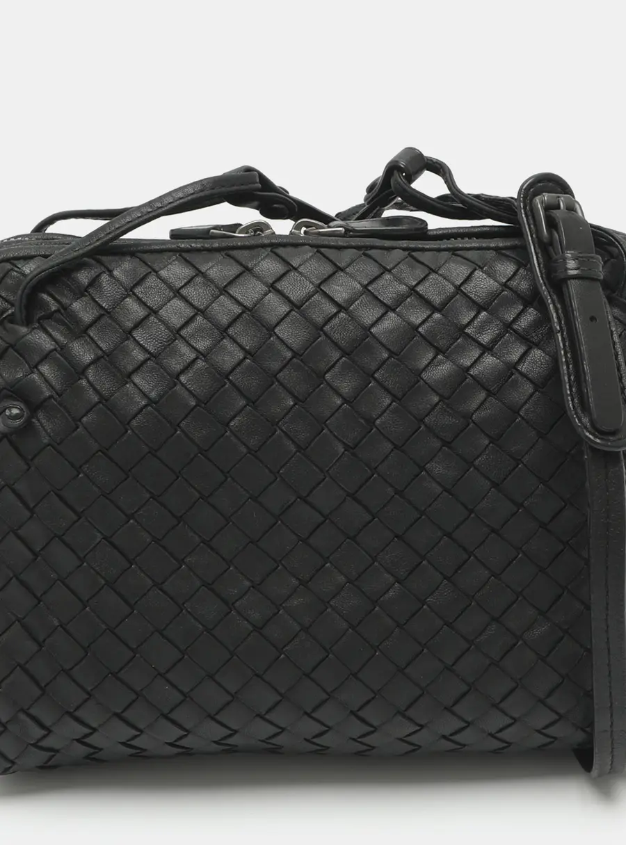 Bottega Veneta Nodini Black Intrecciato Leather Crossbody Bag