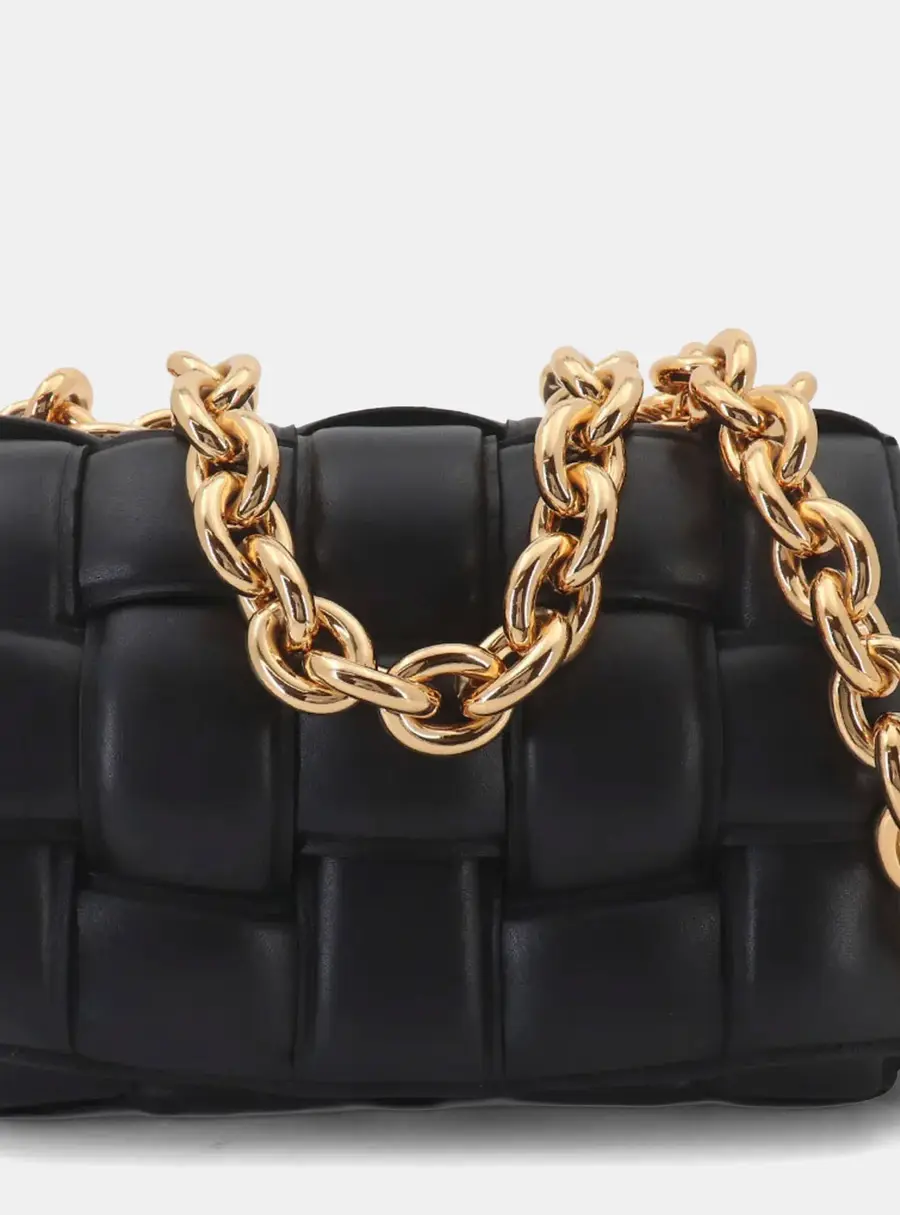 Bottega Veneta Intrecciato Chain Cassette Padded Black Nappa Leather Shoulder Bag