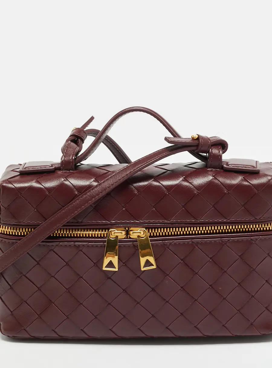 Bottega Veneta Bang Bang Dark Red Intrecciato Leather Vanity Case