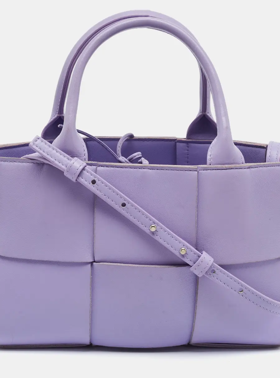 Bottega Veneta Arco Mini Purple Intreccio Leather Tote
