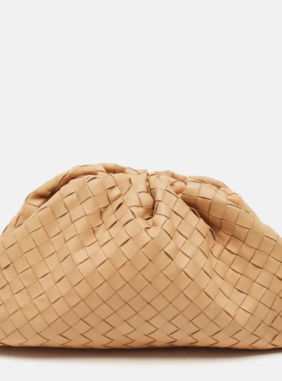 Bottega Veneta The Pouch Classic Beige Intrecciato Leather Clutch