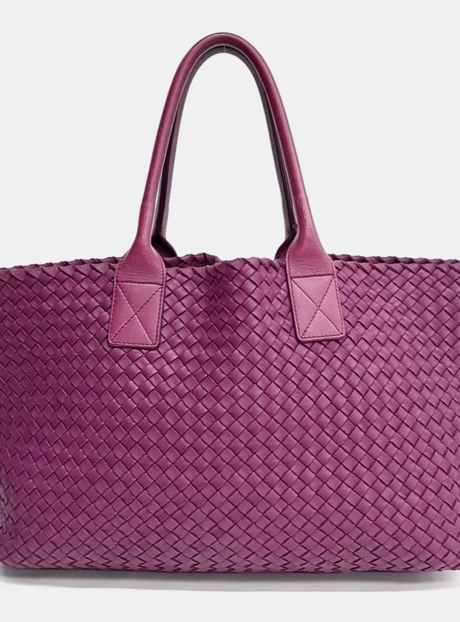 Bottega Veneta Cabat Tote Purple Intrecciato Leather Tote Bag