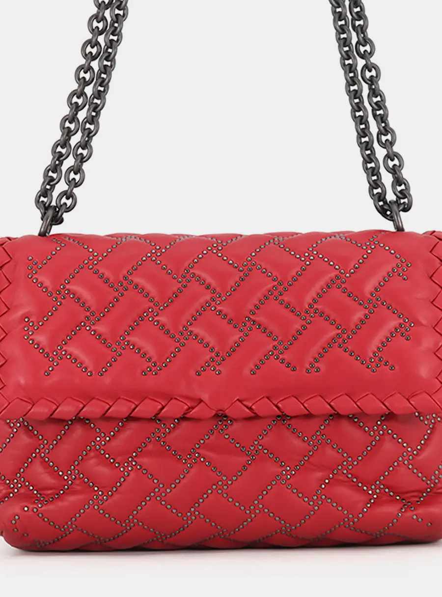 Bottega Veneta Olympia Red Lambskin Leather Shoulder Bag