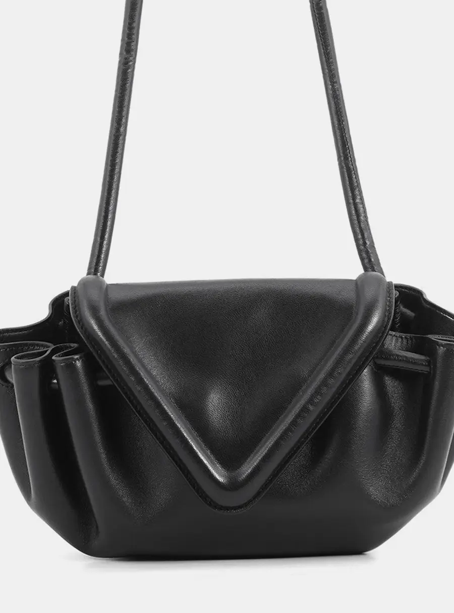 Bottega Veneta Beak Small Black Leather Shoulder Bag