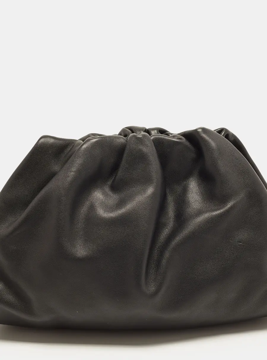 Bottega Veneta The Pouch Teen Black Leather Clutch