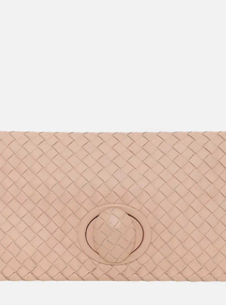 Bottega Veneta Intrecciato Pink Nappa Leather Clutch Bag