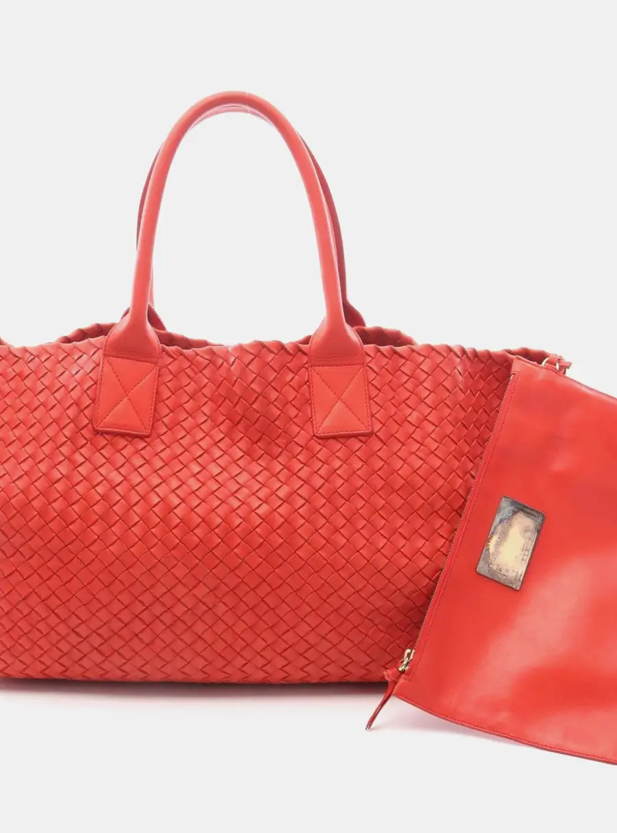 Bottega Veneta Cabat MM Red Intrecciato Nappa Leather Tote Bag