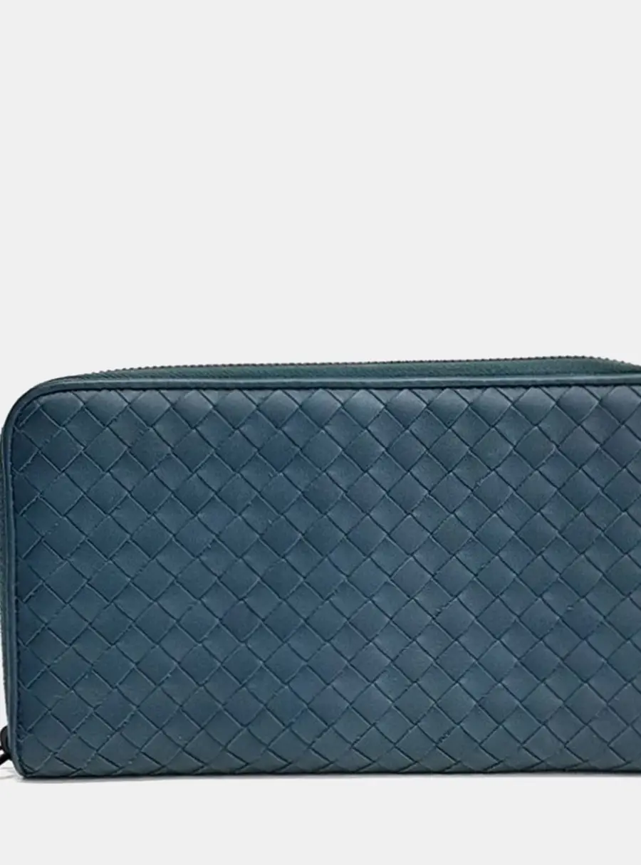 Bottega Veneta Blue Leather long wallet