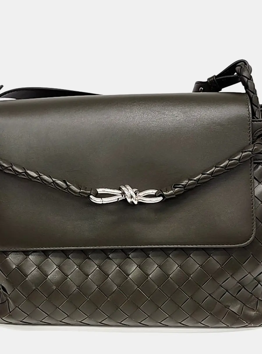 Bottega Veneta Andiamo Small Khaki Calfskin Leather Messenger Bag