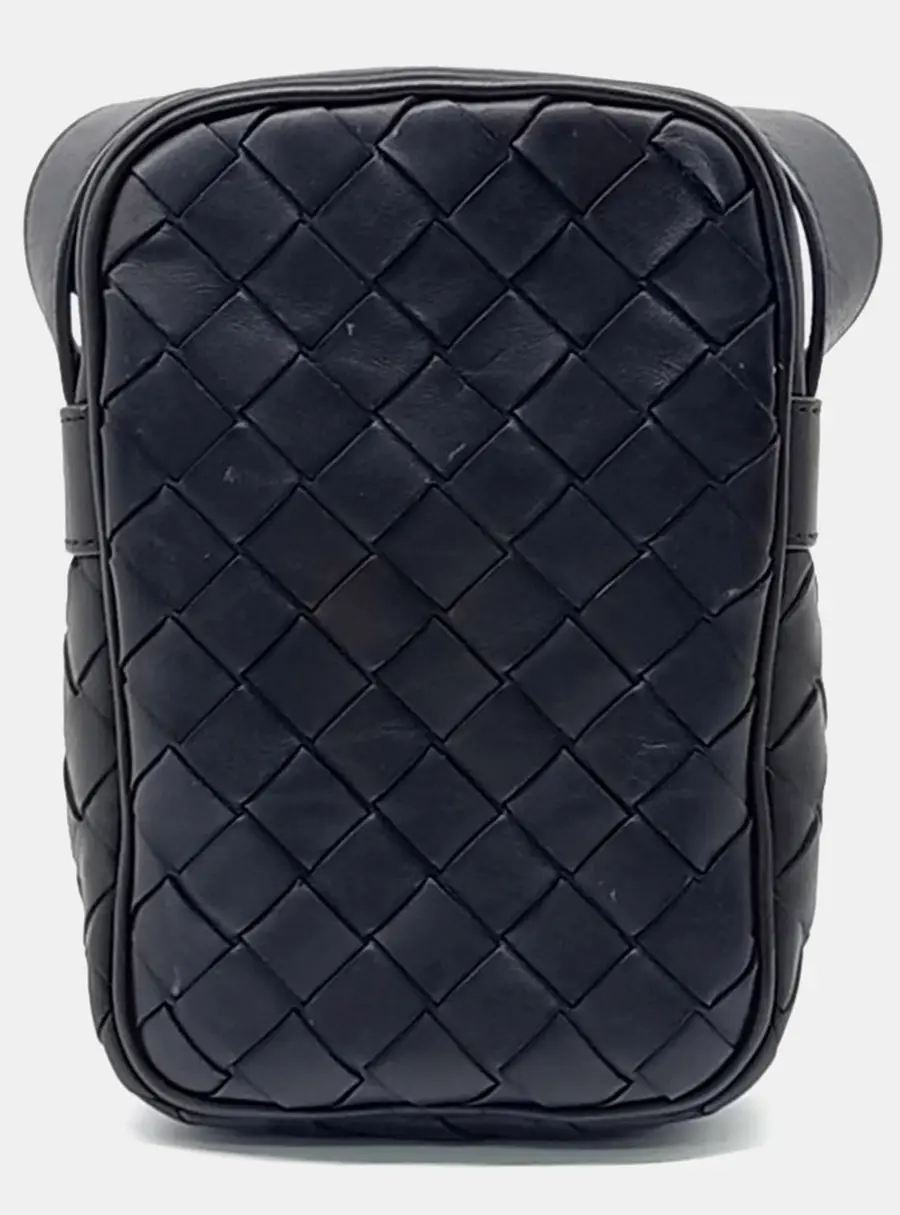 Bottega Veneta Mesh Black Leather Crossbody Bag