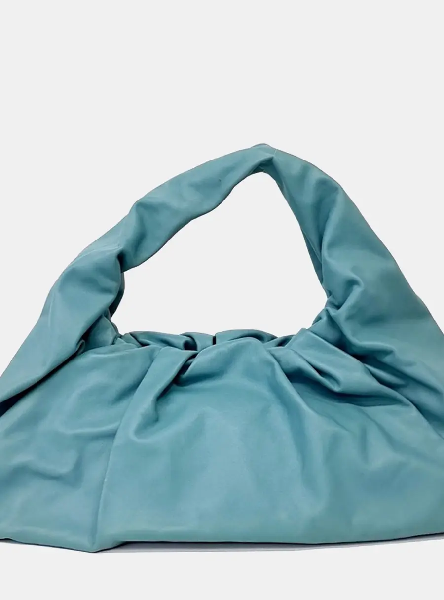 Bottega Veneta Blue Leather Hobo Pouch Bag