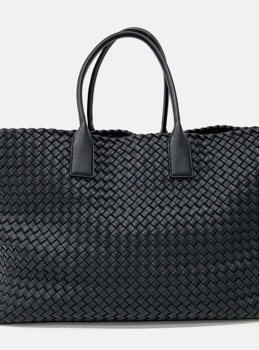 Bottega Veneta Cabat Tote Black Woven Leather Top Handle Bag