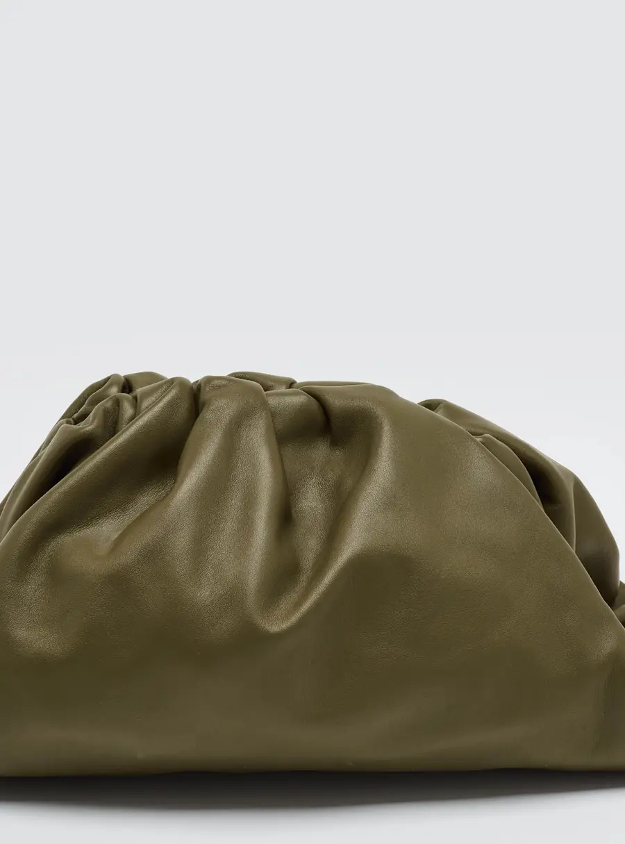 Bottega Veneta The Pouch Classic Olive Green Leather Clutch