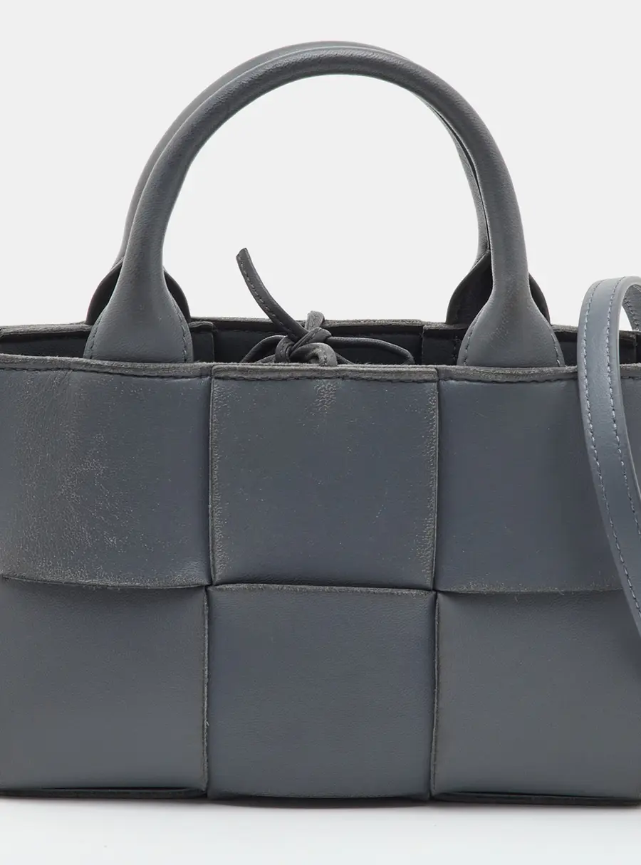 Bottega Veneta Acro Micro Candy Grey Intrecciato Leather Tote