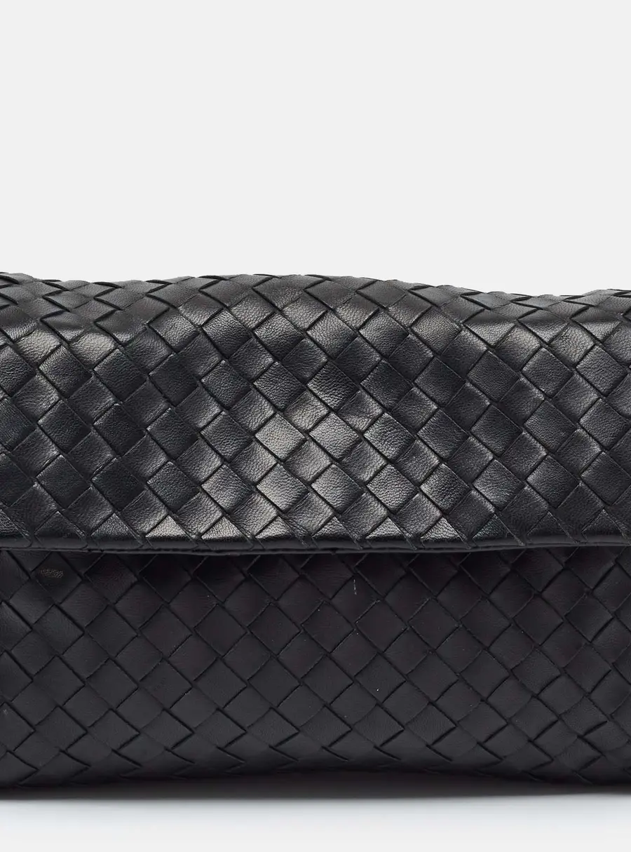Bottega Veneta Black Intrecciato Leather Pouch