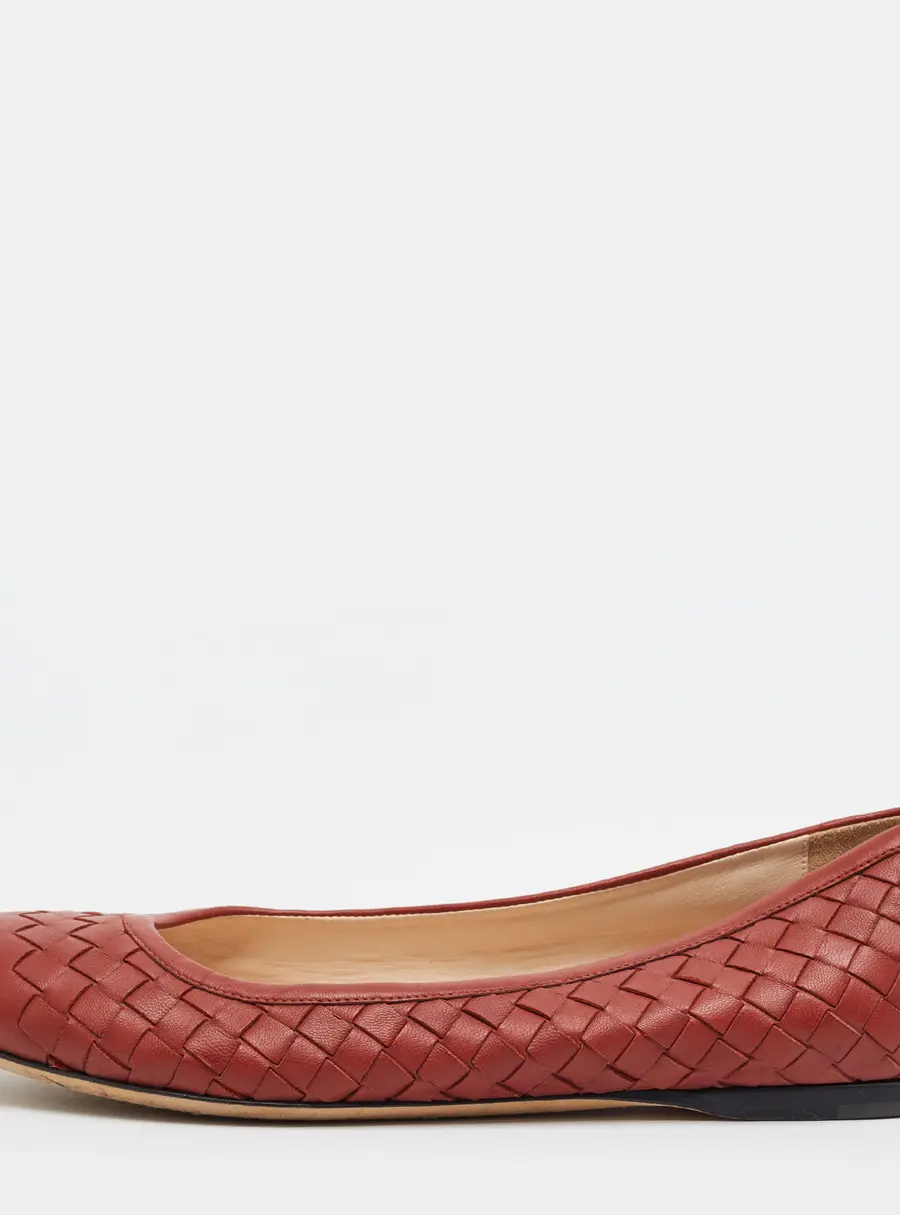 Bottega Veneta Intrecciato Size 39.5 Brown Woven Leather Ballet Flats