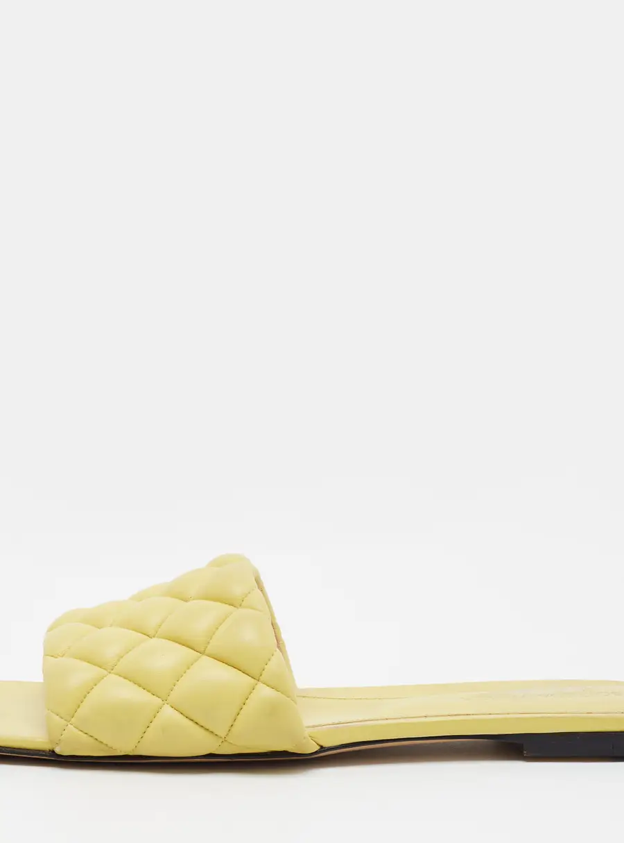 Bottega Veneta Lido Size 42 Yellow Quilted Leather Flat Slide