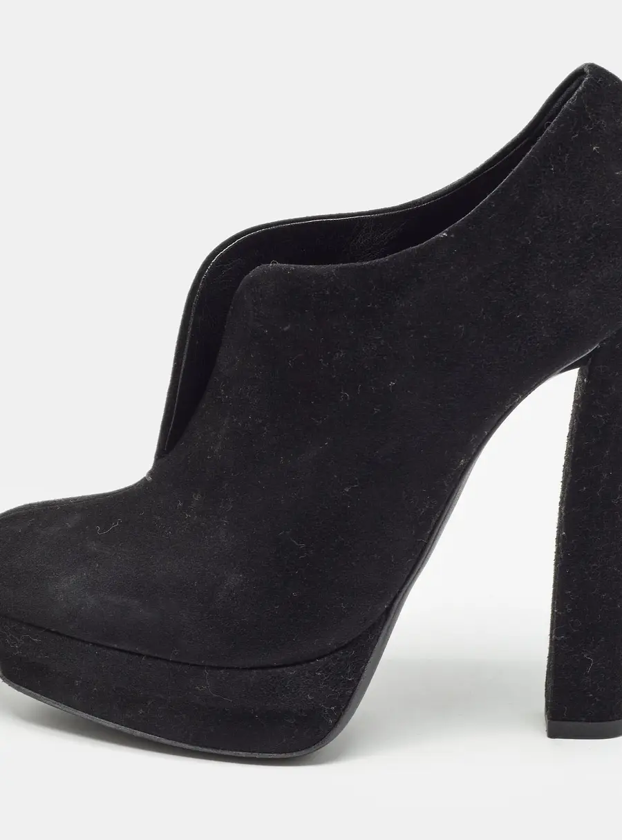 Bottega Veneta Black Suede Platform Ankle Boots Size 38.5