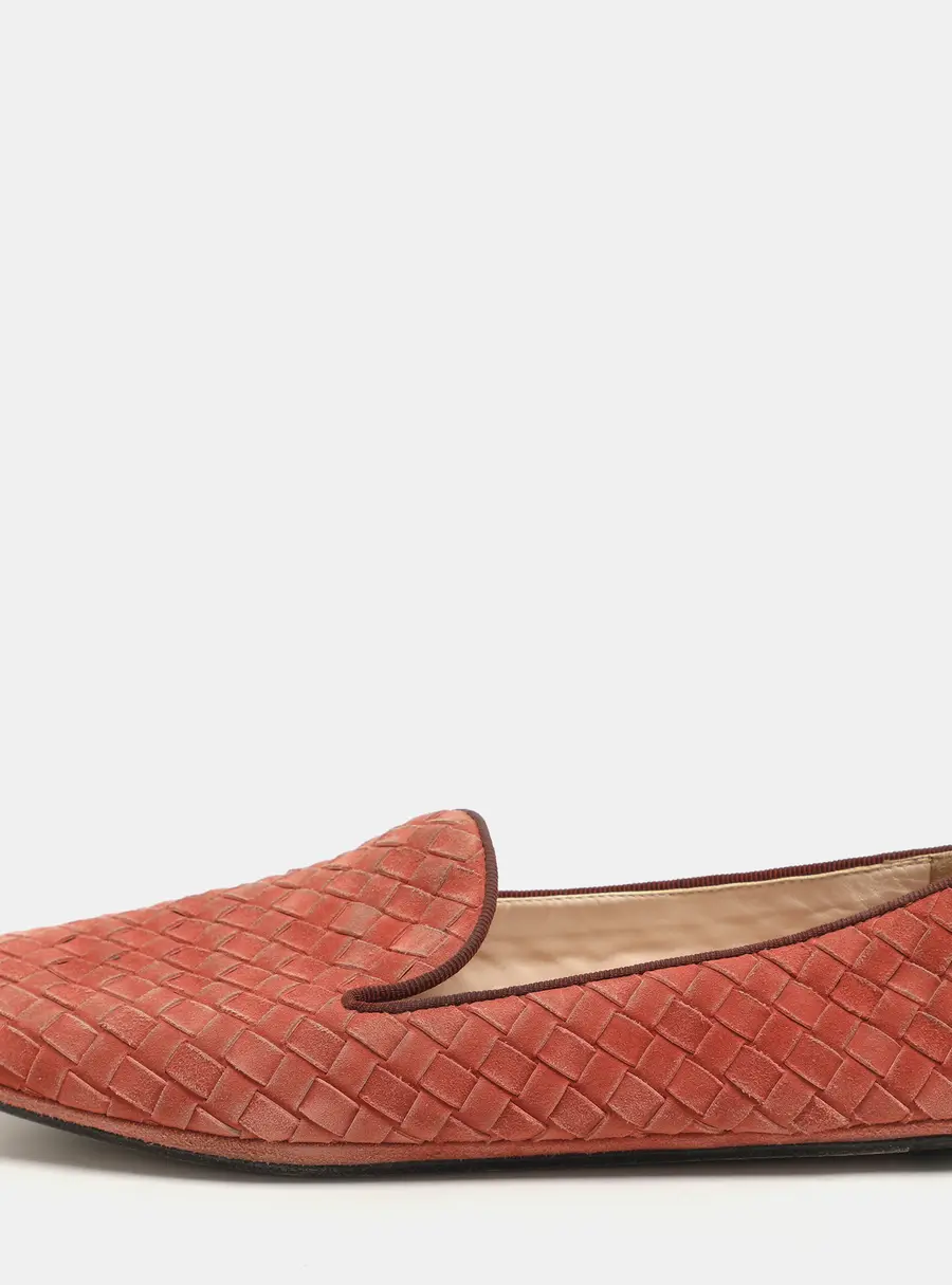 Bottega Veneta Brown Intrecciato Suede Smoking Slippers Size 36