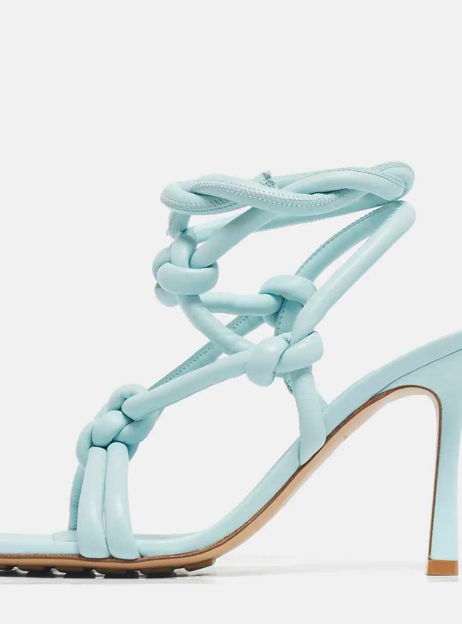 Bottega Veneta Blue Leather Ankle Strap Sandals Size 39
