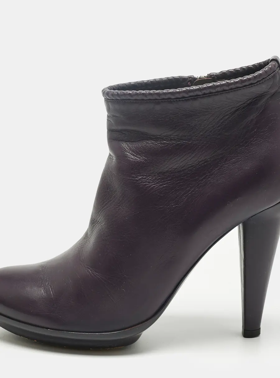 Bottega Veneta Purple Leather Ankle Length Boots Size 39.5