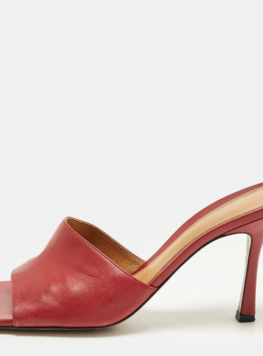 Bottega Veneta Stretch Size 41 Burgundy Leather Slide Sandals