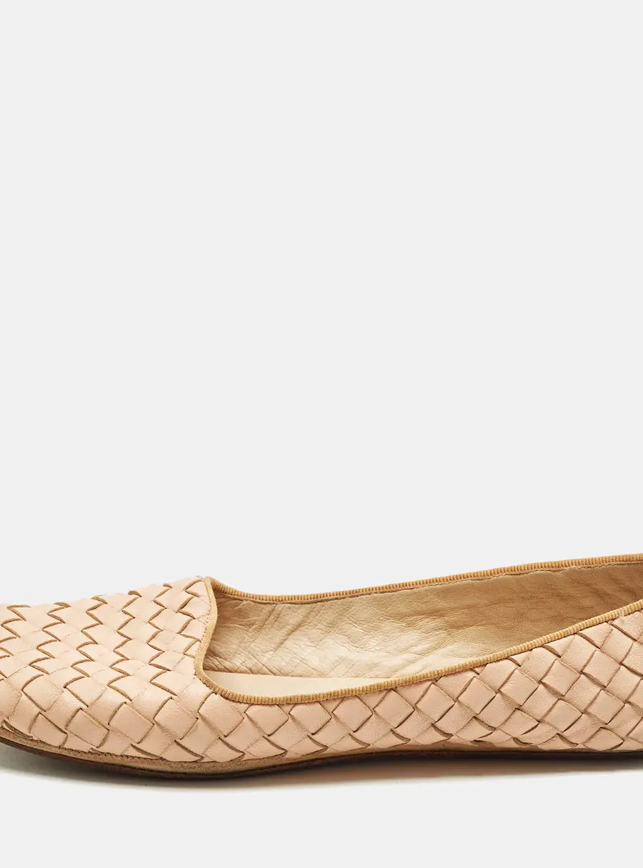 Bottega Veneta Size 37.5 Blush Pink Intrecciato Leather Smoking Slippers