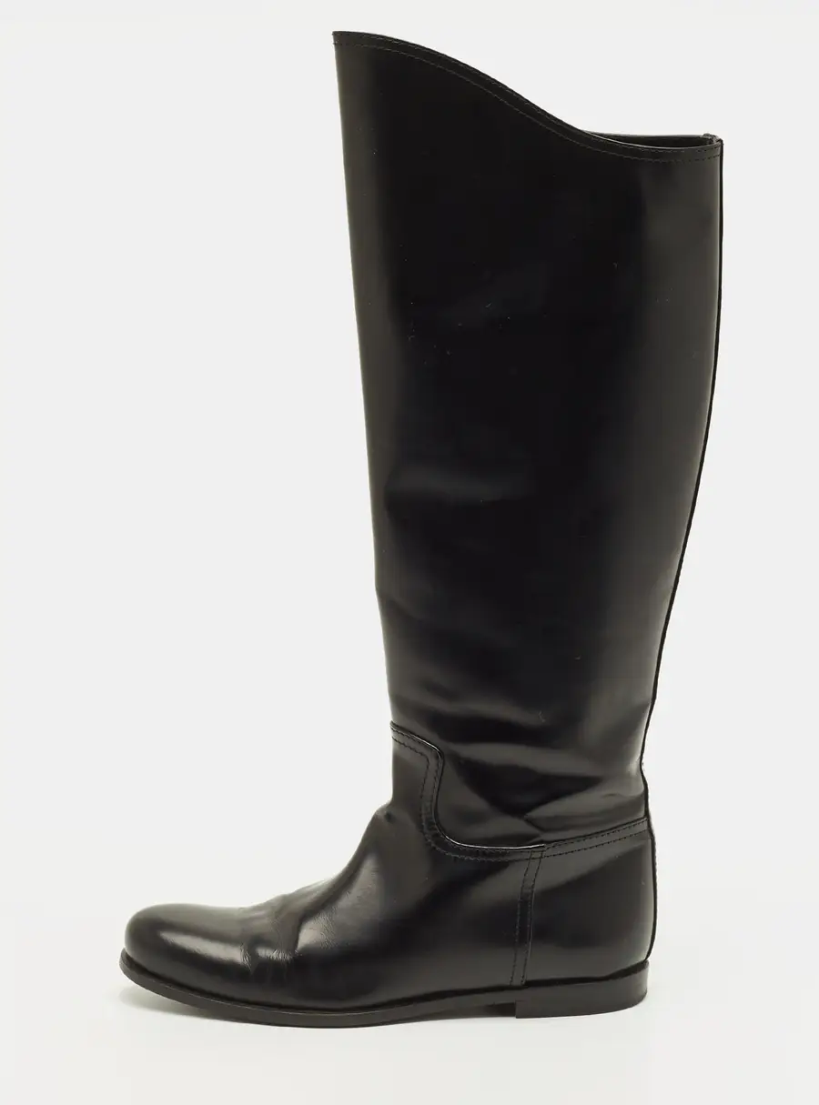 Bottega Veneta Veneta Size 35 Black Leather Riding Boots