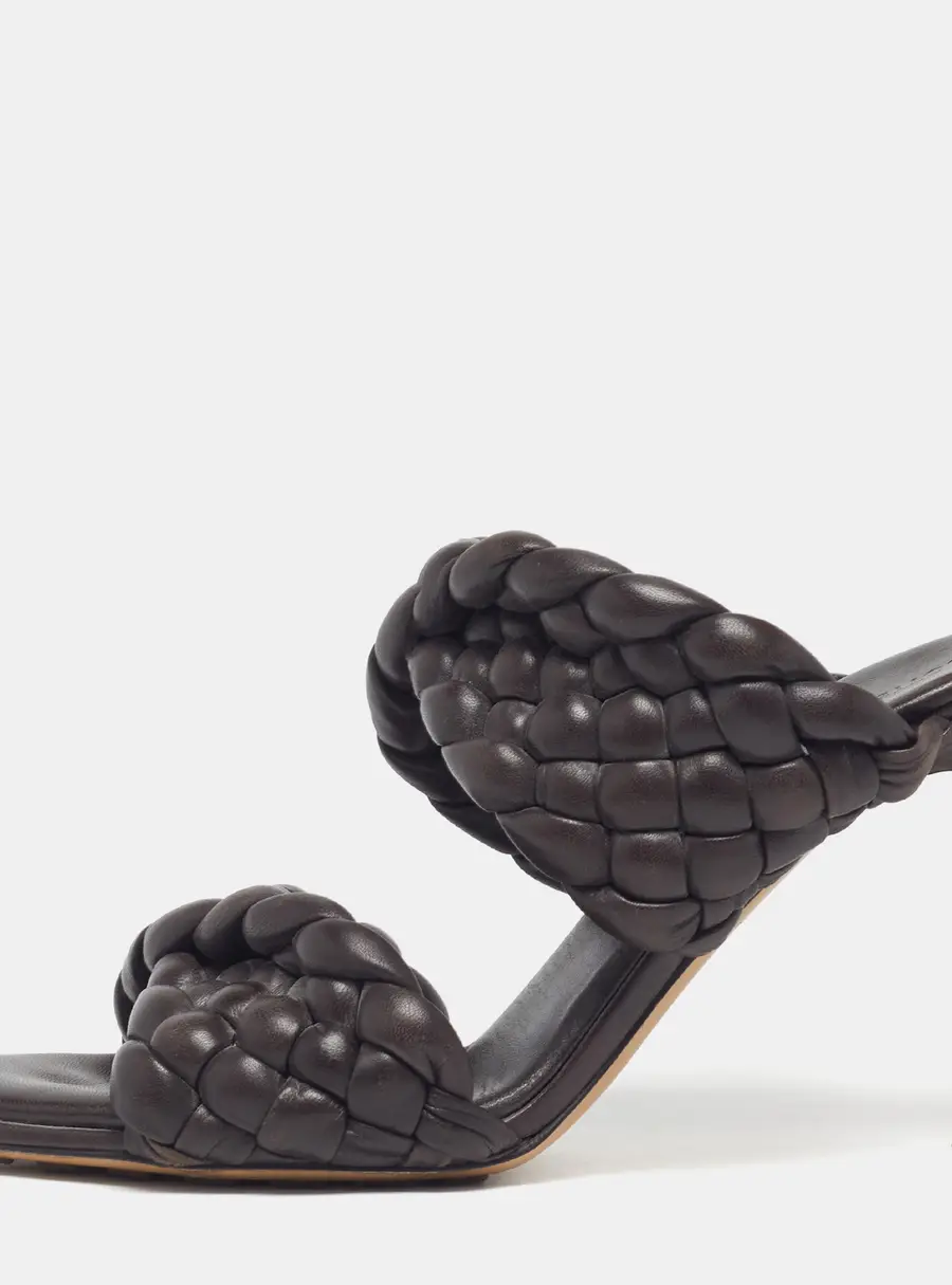 Bottega Veneta Curve Size 39 Dark Brown Intrecciato Leather Slide Sandals
