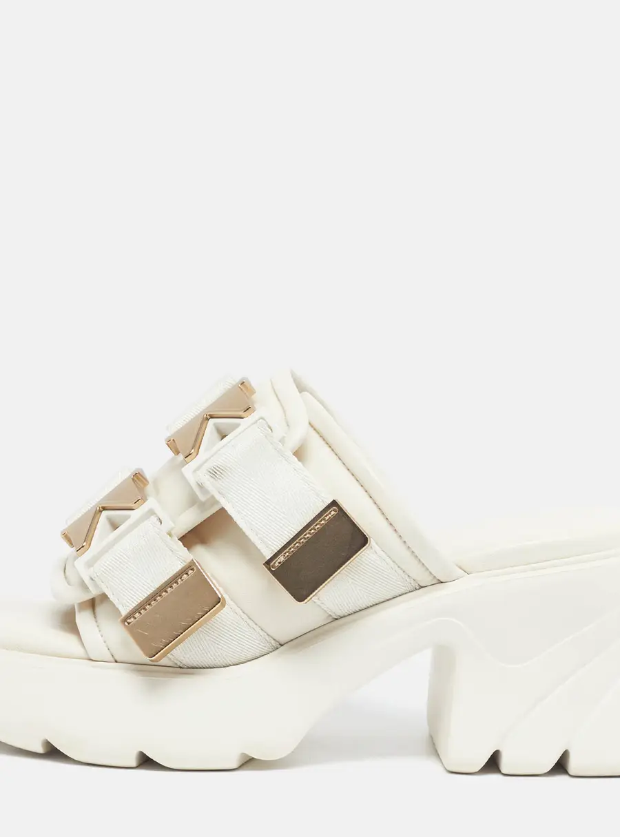 Bottega Veneta Flash Bomber Size 40 White Fabric and Leather Platform Sandals
