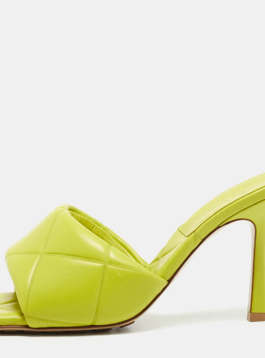Bottega Veneta Lido Size 37 Green Leather Slide Sandals