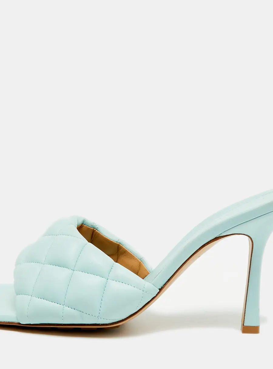Bottega Veneta Lido Size 38 Blue Leather Slide Sandals