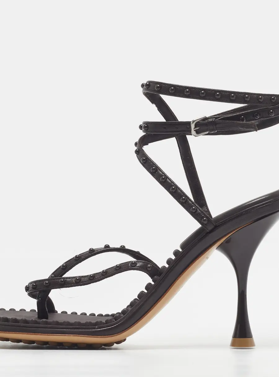 Bottega Veneta Lagoon Bubble Size 36 Brown Leather Ankle Strap Sandals