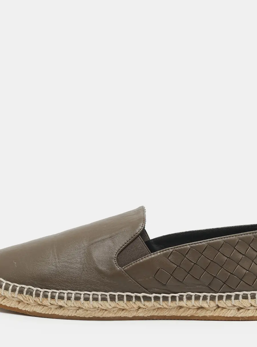 Bottega Veneta Intrecciato Size 38 Brown Leather Espadrille Flats