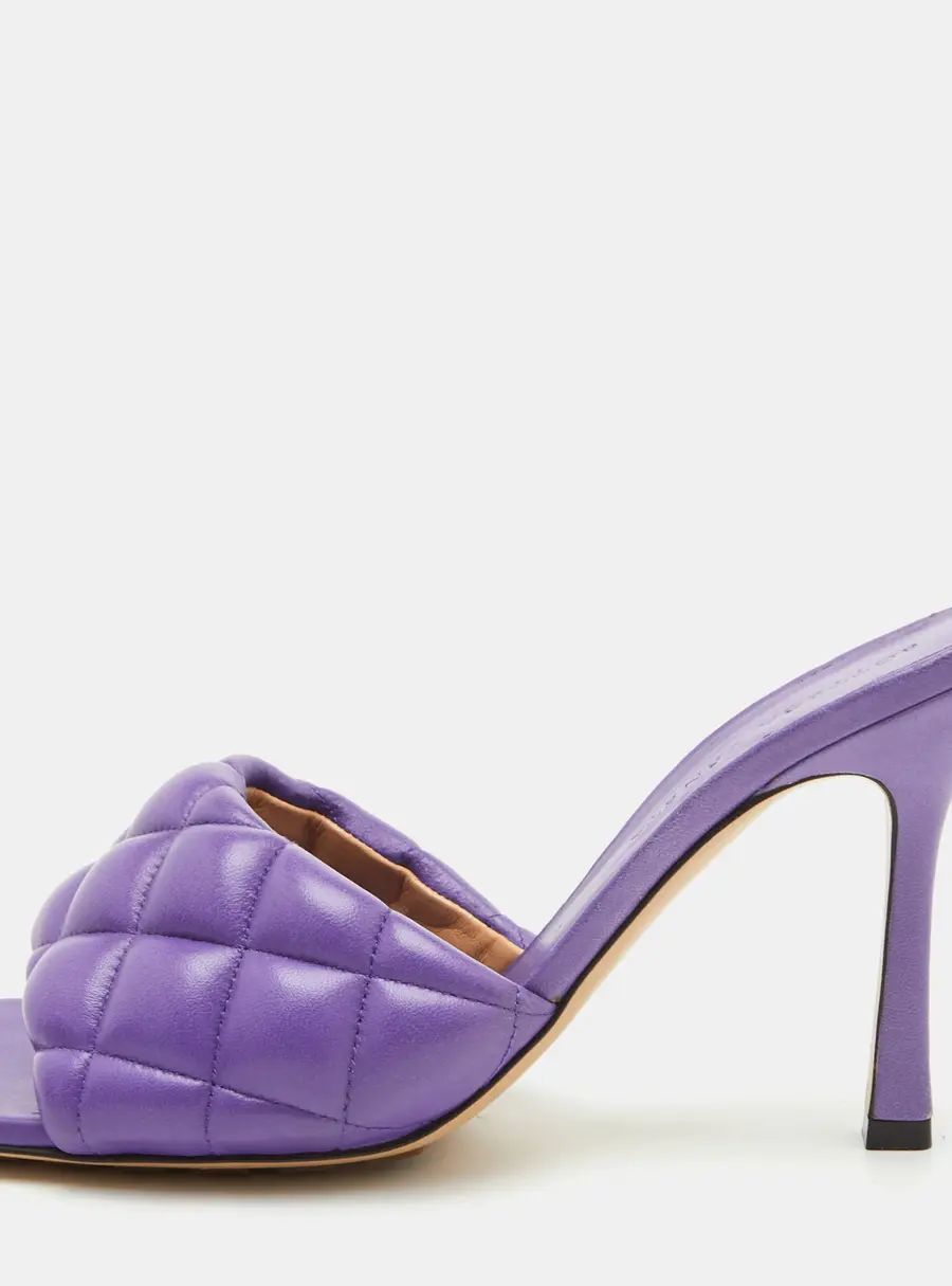 Bottega Veneta Lido Size 38 Purple Padded Leather Slide Sandals