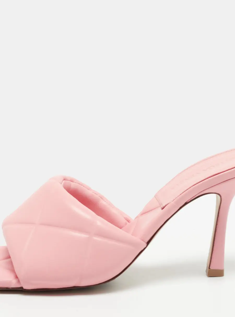 Bottega Veneta Lido Size 37 Light Pink Leather Slide Sandals