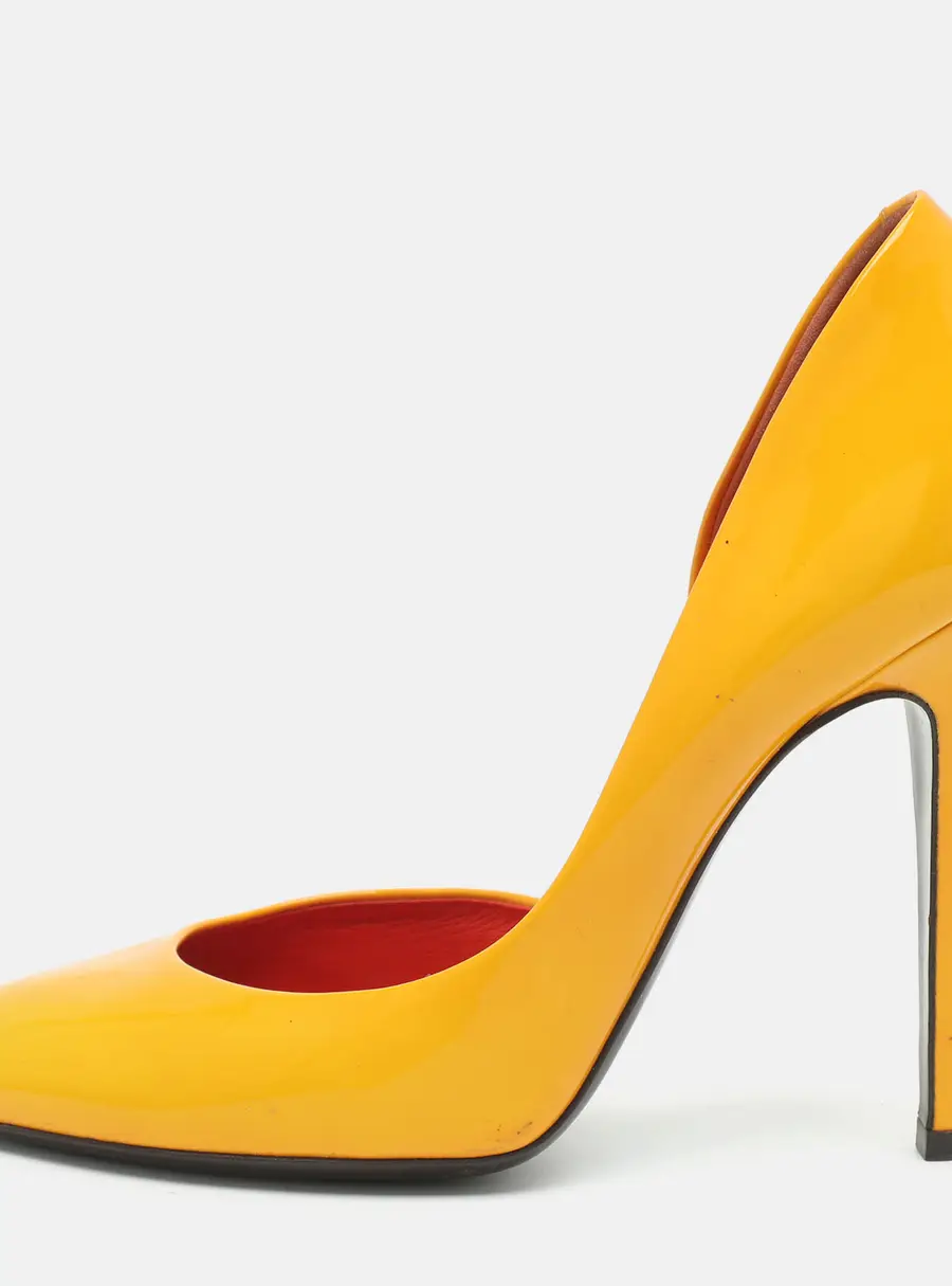 Bottega Veneta Size 37 Yellow Patent Leather D'orsay Pumps