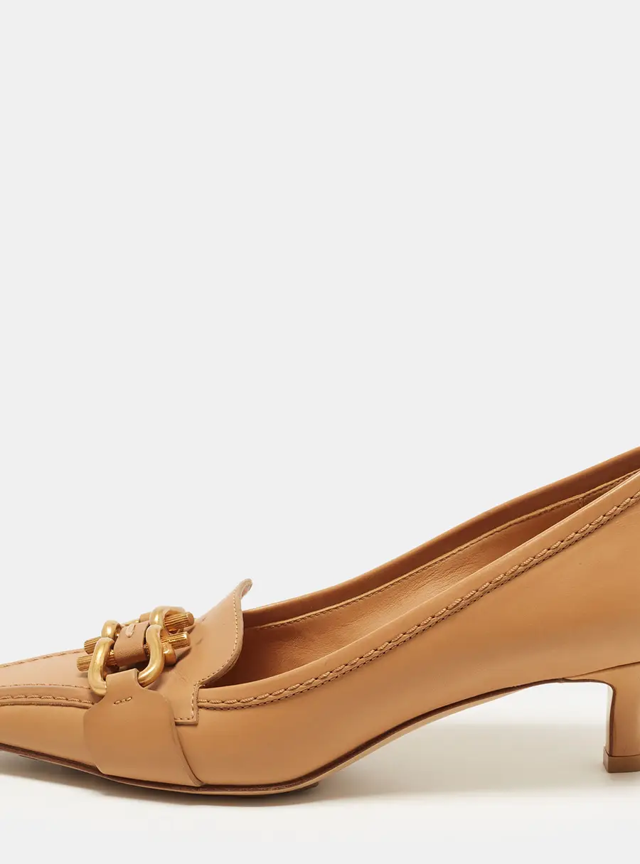 Bottega Veneta BV Madame Size 37.5 Brown Leather Pumps