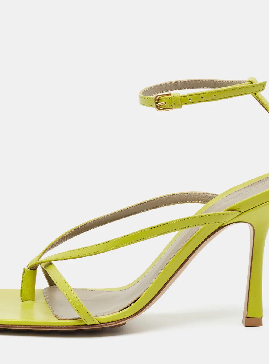Bottega Veneta Stretch Size 39 Green Leather Ankle Strap Sandals