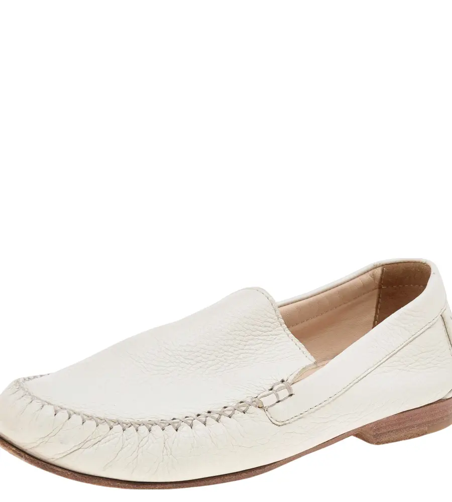 Bottega Veneta White Leather Slip On Loafers Size 39