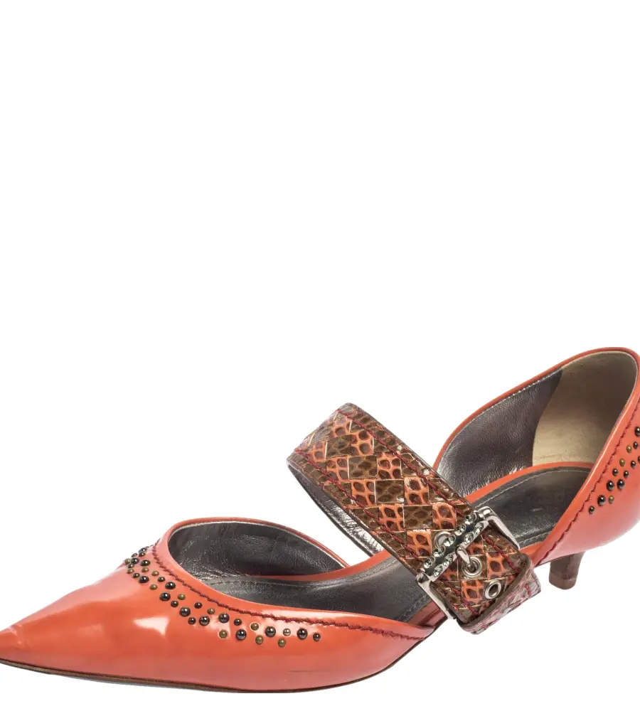 Bottega Veneta Coral Leather And Ayers Dahlia Chenille D'orsay Pumps Size 37